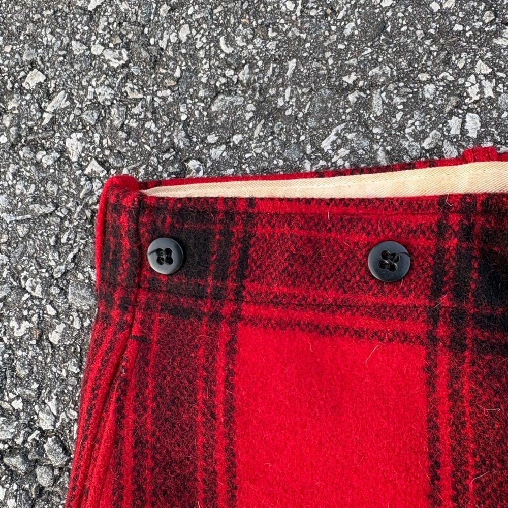 Vintage 50s 60s Wool Hunting Pants Buffalo Plaid Red Black Knit Cuff Talon Zip - Picture 3 of 7